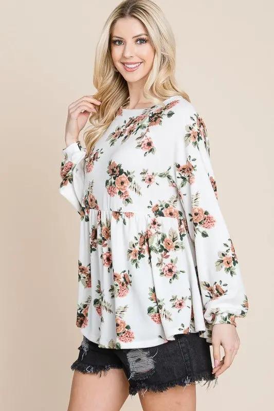 Accessories Trendsi Floral Babydoll Blouse Women's Cute Boat Neck Top USA Shipped