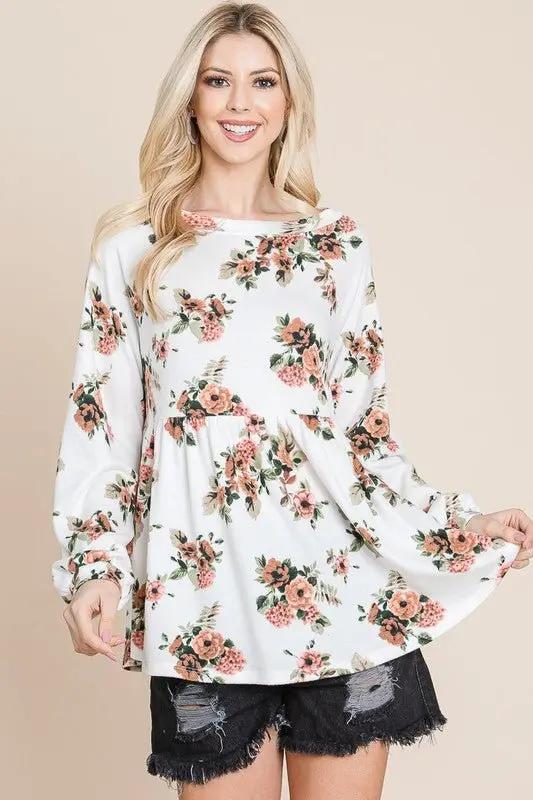 Accessories Trendsi Floral Babydoll Blouse Women's Cute Boat Neck Top USA Shipped