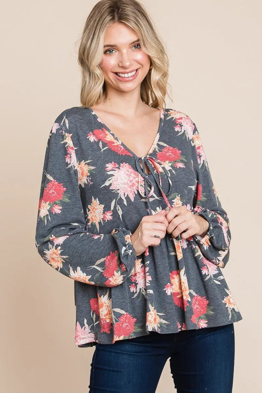 Accesorios Trendsi Blusa floral de manga larga estilo babydoll para mujer, envío desde EE. UU.