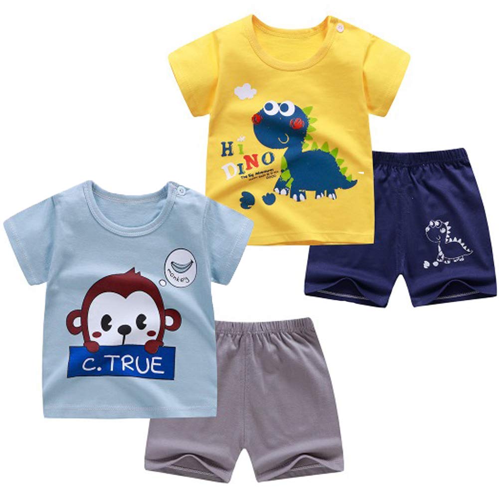 SUPFANS Toddler Boys 4-Piece T-Shirt and Shorts Set | 5T/5-6 Years Old - # BOAA11310017