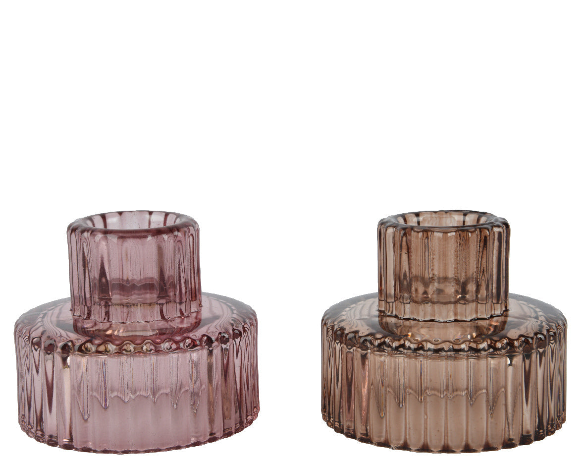 Glass Reversible Candle Holder -