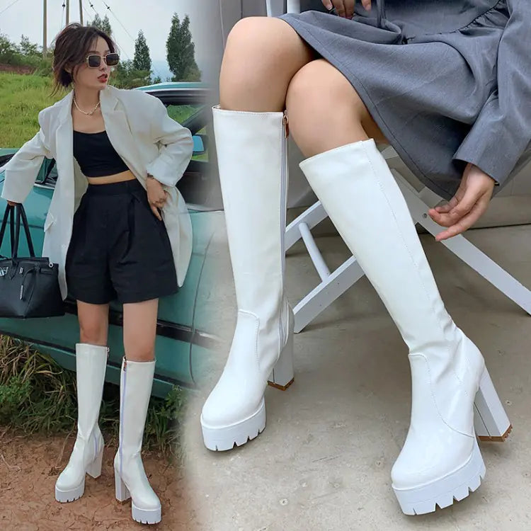 Winter Round Head Thin Thick Heel Boots