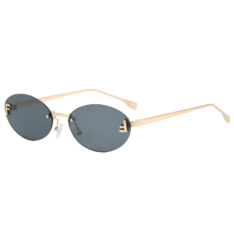 Trendy Women's Oval Metal Sunglasses by F Brand