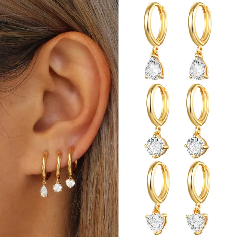 Pendientes de oro blanco con forma de corazón y diamantes