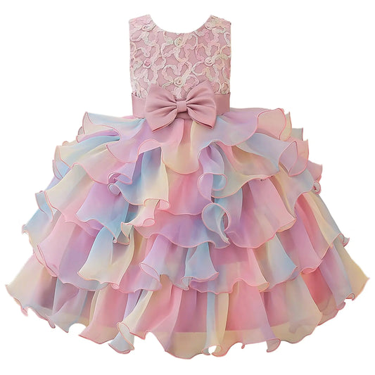 Toddler Girl Rainbow Princess Tutu Dress-Ruffle Tulle Birthday Wedding Pageant Party Formal Ball Gown - 2-3T - # GIAA211710029