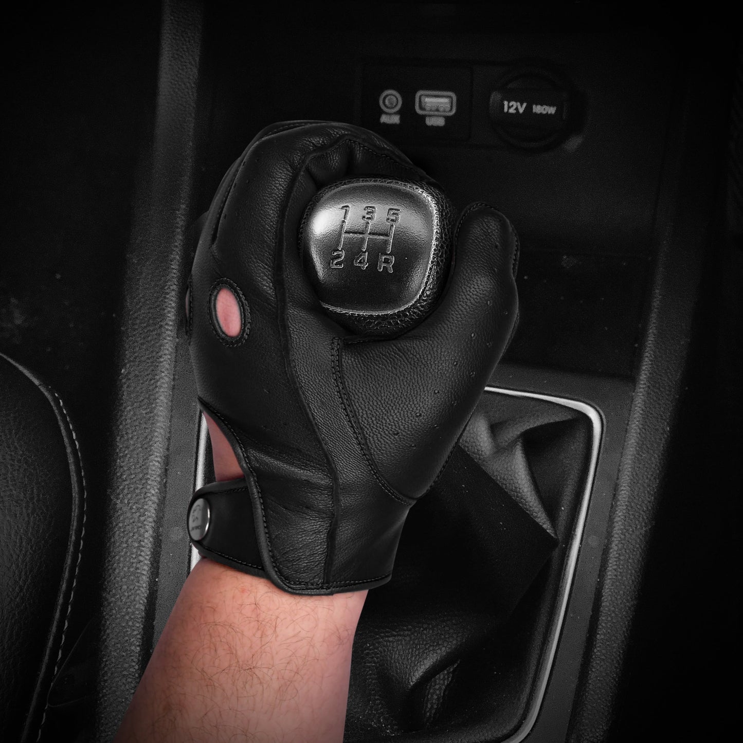 Guantes de cuero de Caballero Oscuro - Diseño de dedos completos (Negro)