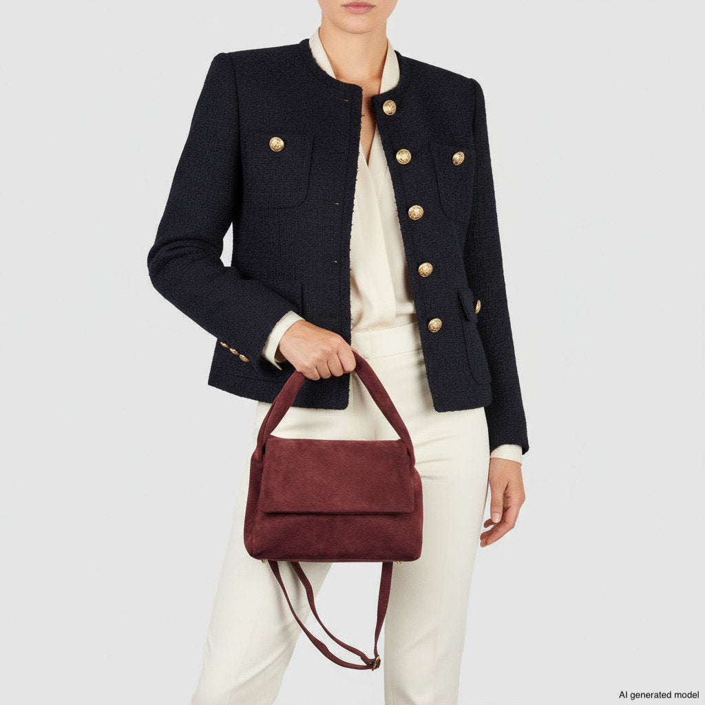 Italian Genuine Suede Top-Handle Bag | Ravenna