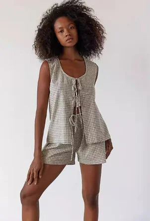 Women's Beach Two-Piece Set with Shorts and Top (One Set)