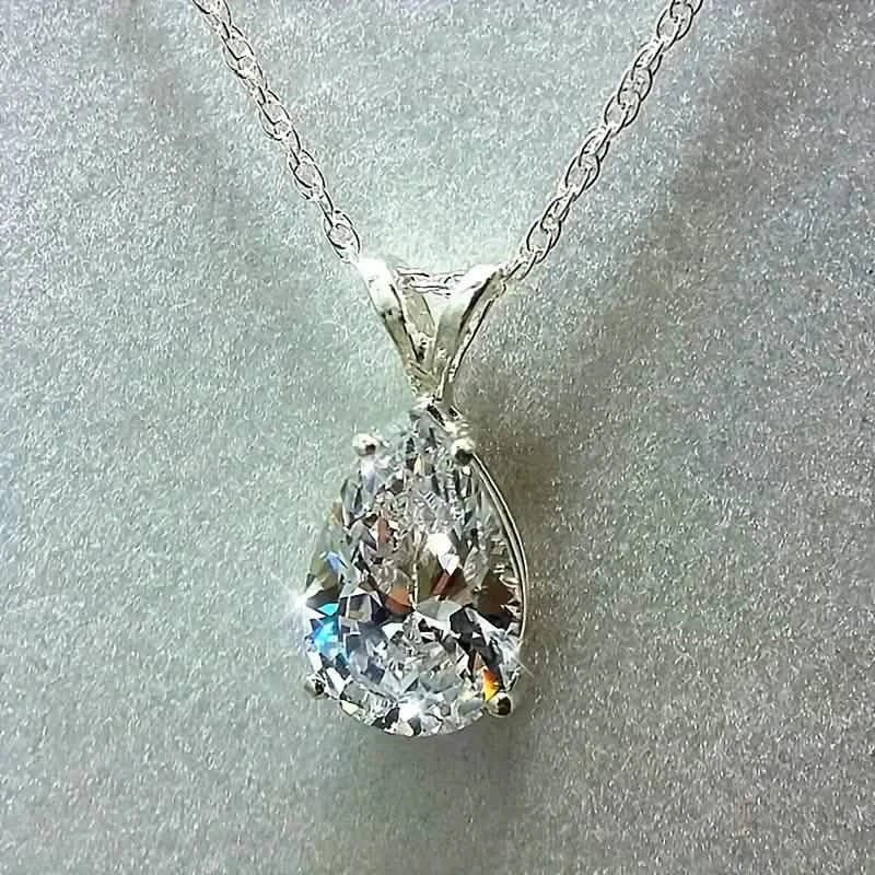 Teardrop Shaped Zirconia Pendant Copper Necklace