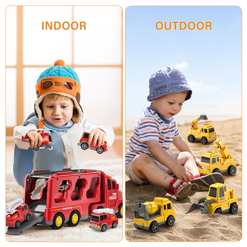 TEMI Diecast Carrier Truck Toy Set | Engineering Vehicle Playset for Kids - # BOT&G21910002 & BOT&G22910002