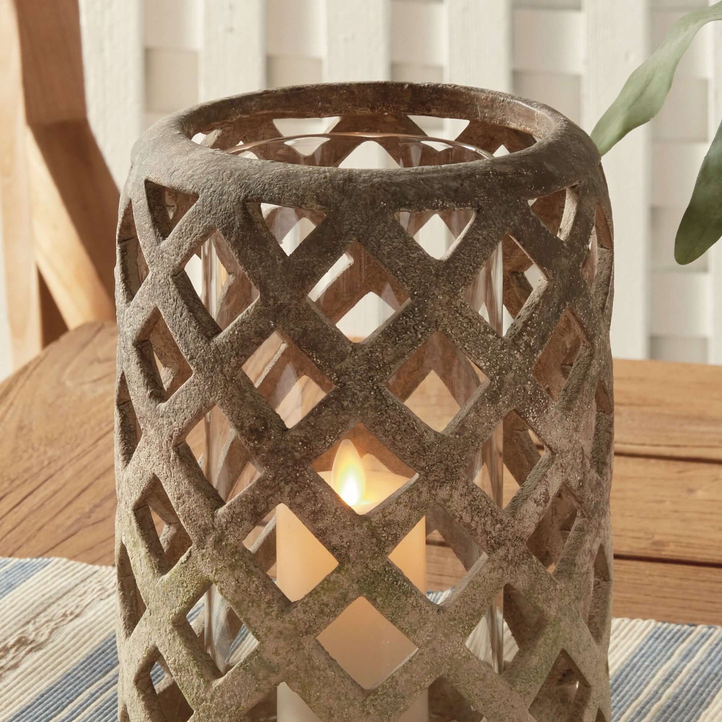 Terracotta Hurricane Candle Holder with Glass Insert