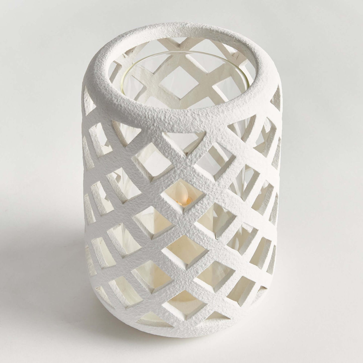 Terracotta Hurricane Candle Holder with Glass Insert