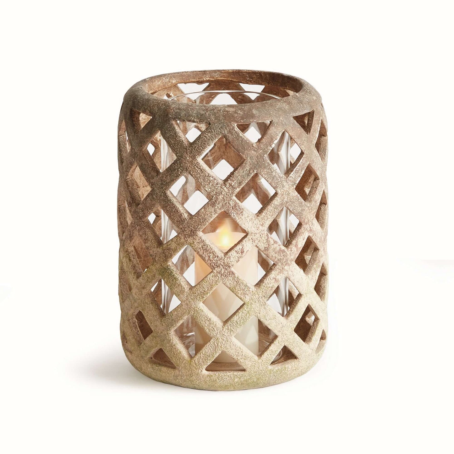 Terracotta Hurricane Candle Holder with Glass Insert