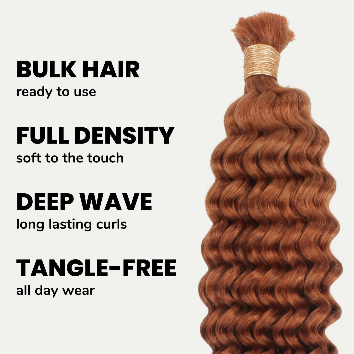 Cabello Cobre Ondulado Profundo Color 350 a Granel 100% Humano para Trenzar