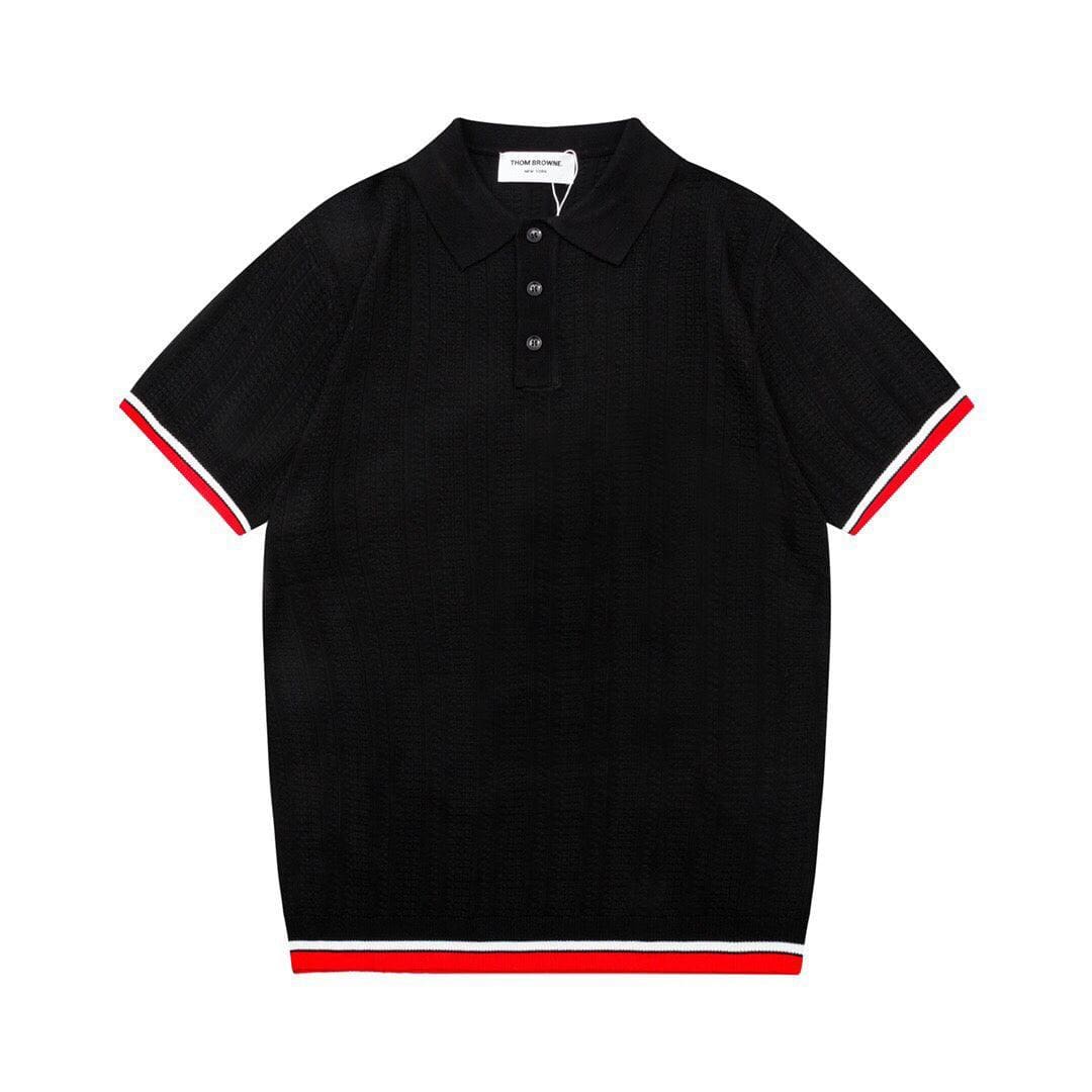 Thom Browne Black T-Shirt with Collar