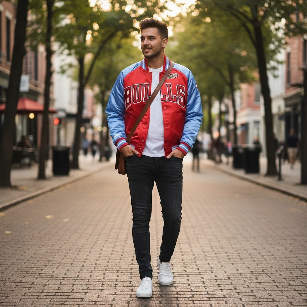 BULLS Finals Mitchell & Ness Special Script Heavyweight Jacket S L XL 2XL