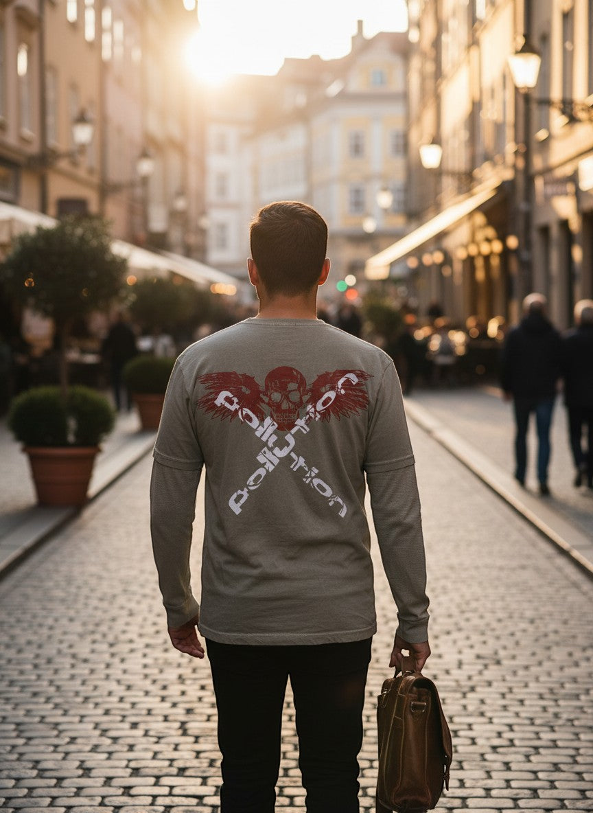 Green Pollution Long Sleeve with Skull