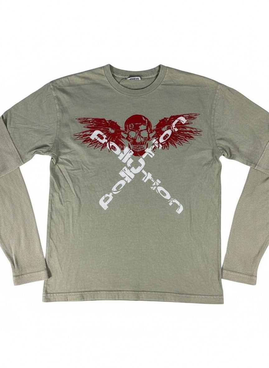 Green Pollution Long Sleeve with Skull