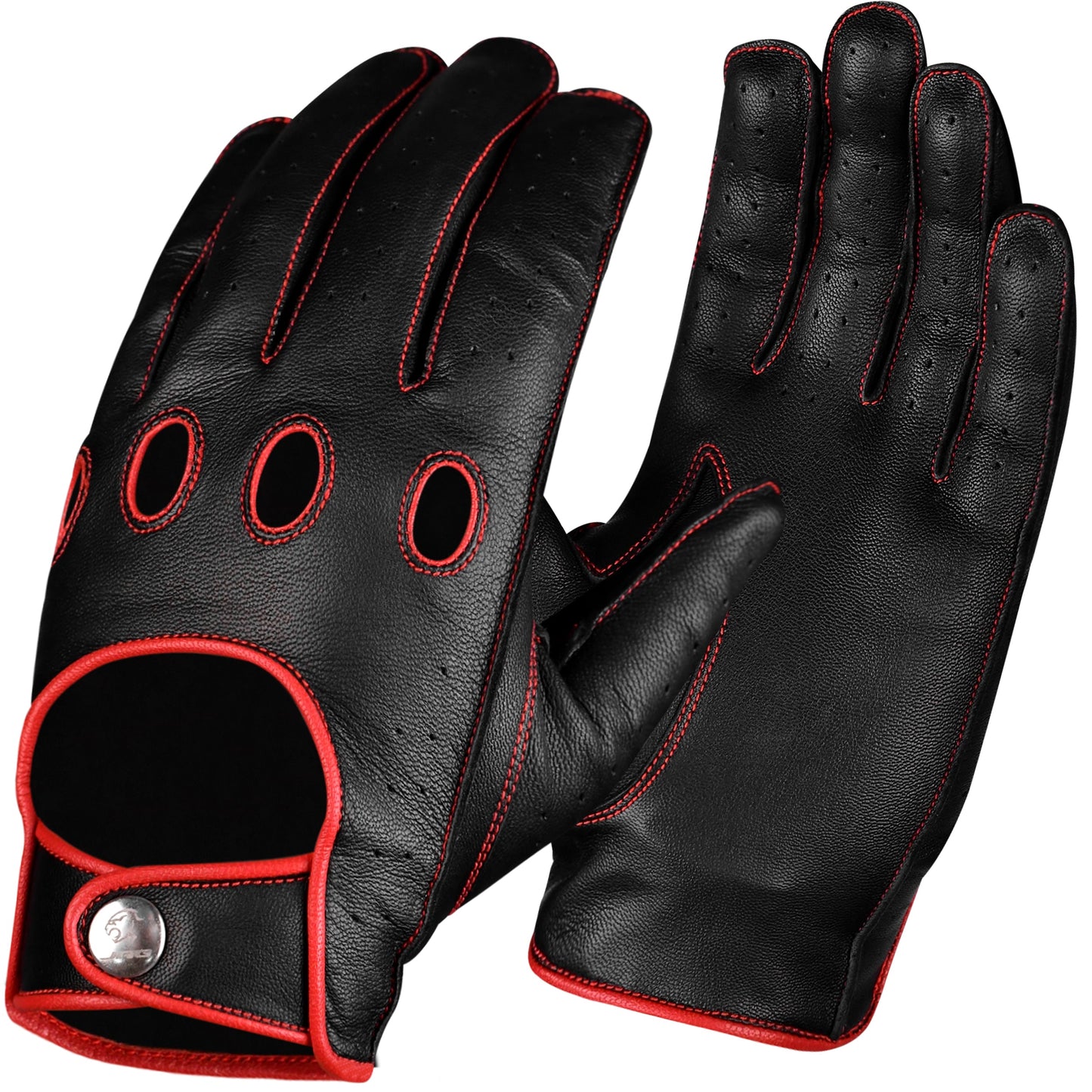 Guantes de Cuero Dark Knight - Diseño de Dedo Completo (Rojo)