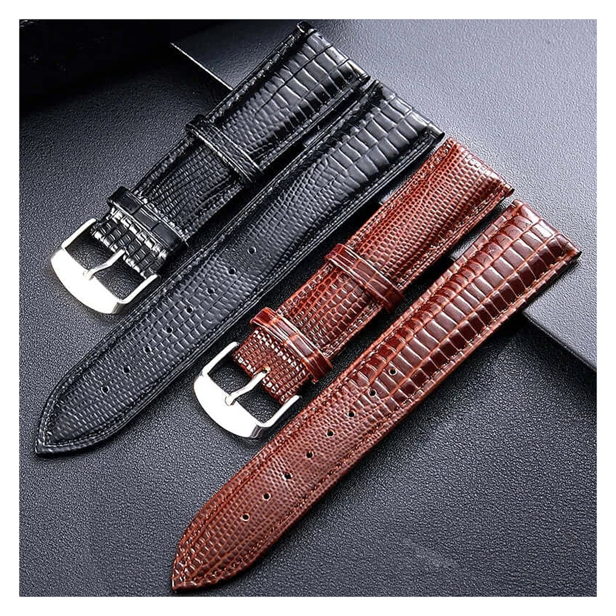 TicWatch Pro 5, Pro 3 & E3 Lizard-Embossed Leather Buckle Band