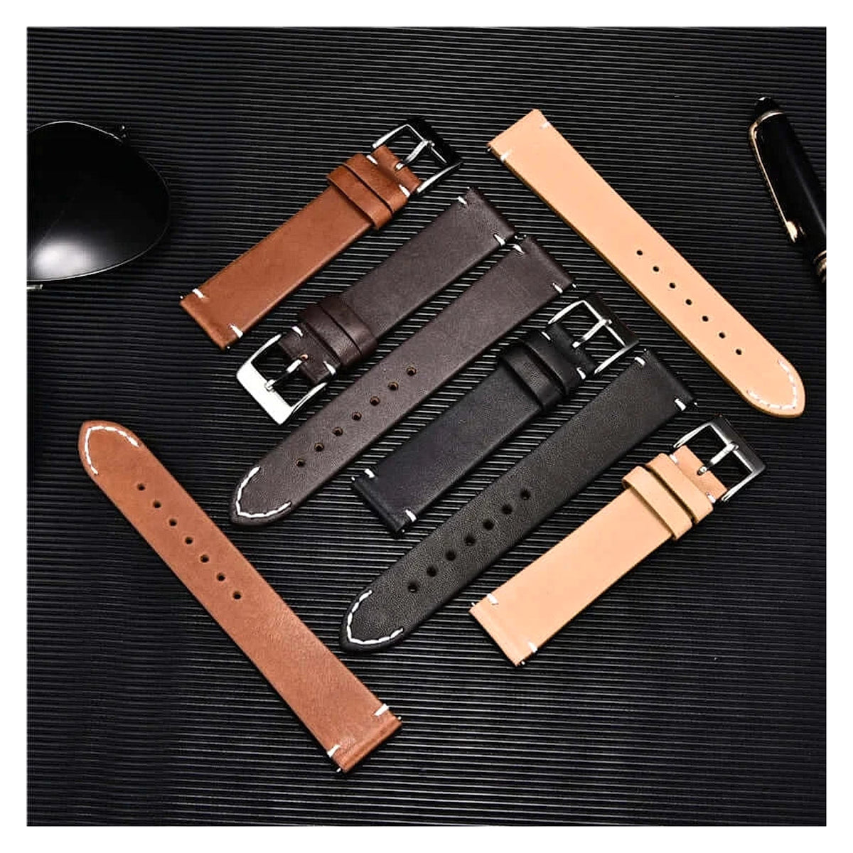 TicWatch Pro 5, Pro 3 & E3 Minimal Leather Band with Accent Stitches