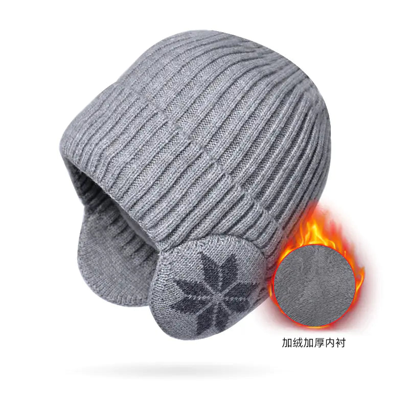 Winter Knit Beanie with Ear Protection for Men and Women