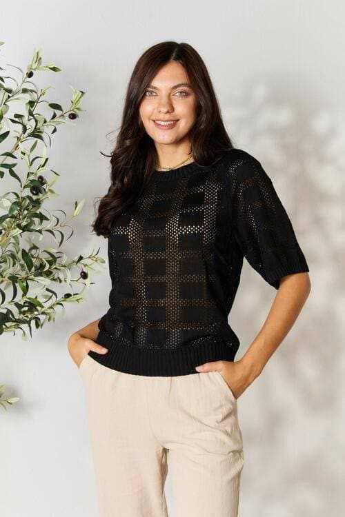 Knit Tops Trendsi Ribbed Knit Top Round Neck Casual Chic Women's