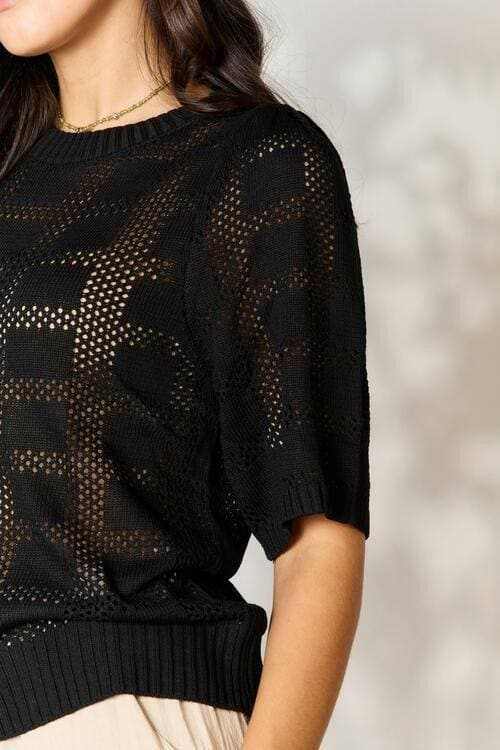 Knit Tops Trendsi Ribbed Knit Top Round Neck Casual Chic Women's