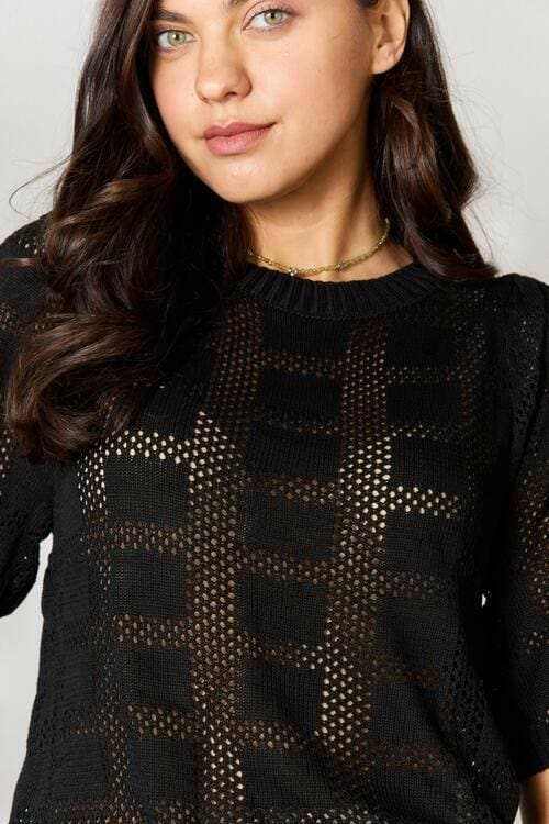 Knit Tops Trendsi Ribbed Knit Top Round Neck Casual Chic Women's