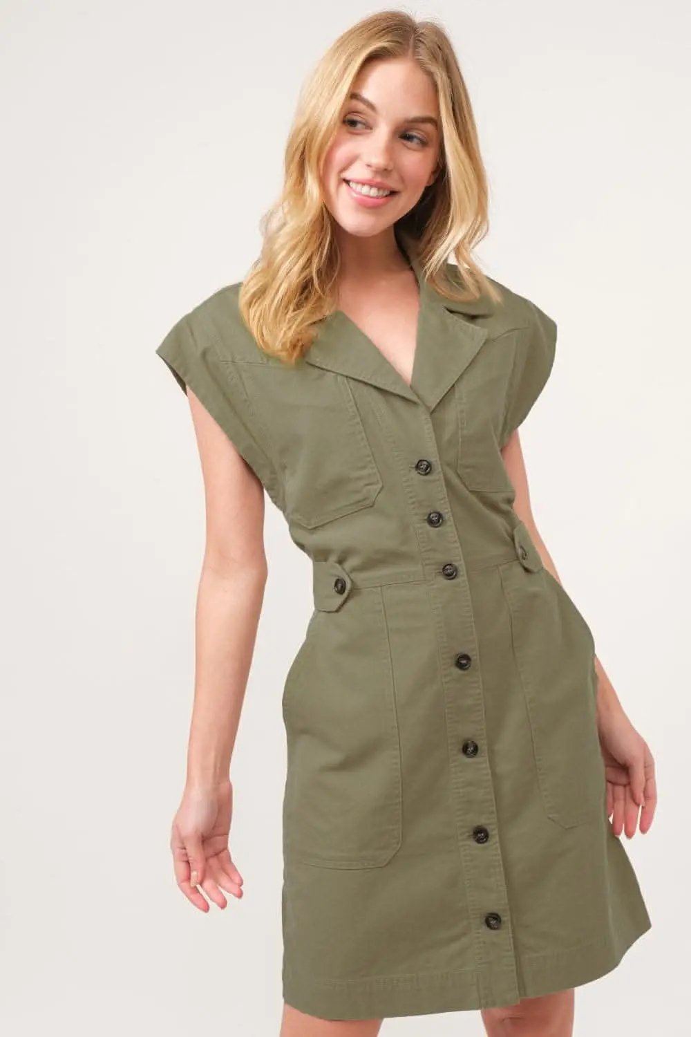 Trendsi Button-Up Midi Dress Olive — Versatile Casual Style
