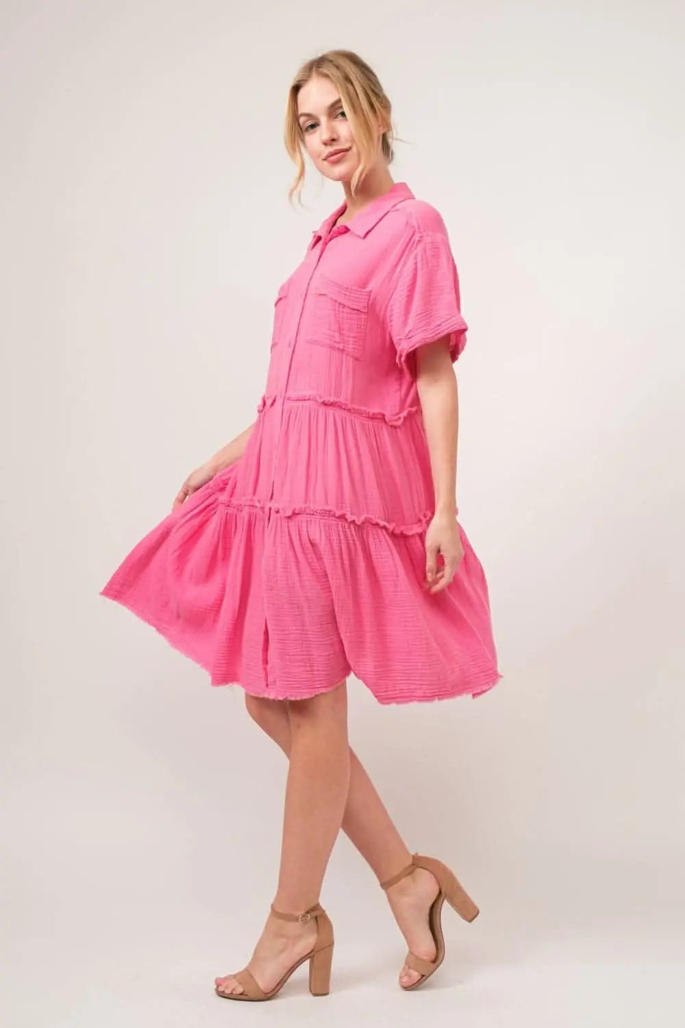 Shoes Trendsi Tiered Shirt Dress Women's Casual Day Dress Flowy & Comfy
