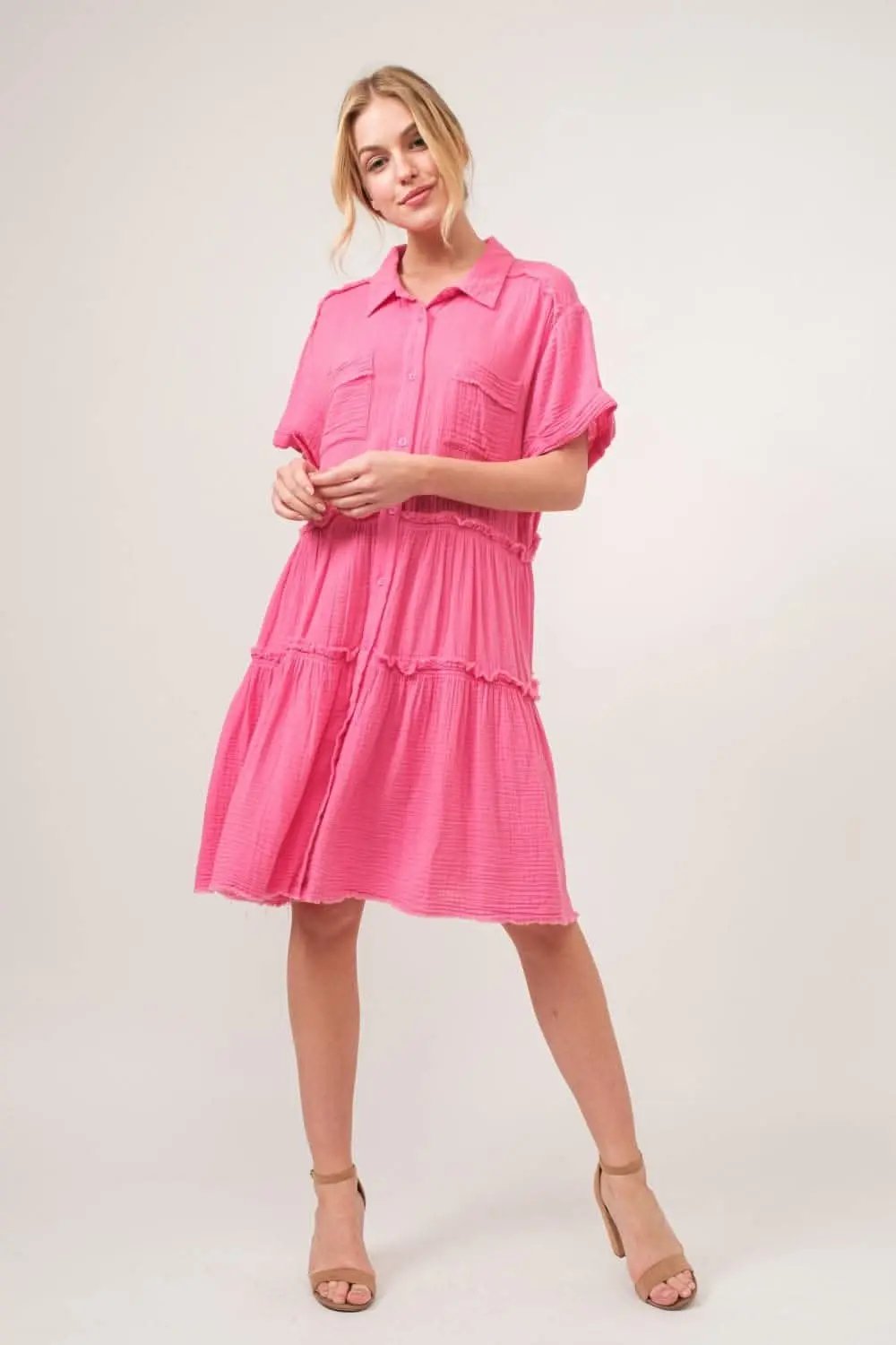 Shoes Trendsi Tiered Shirt Dress Women's Casual Day Dress Flowy & Comfy