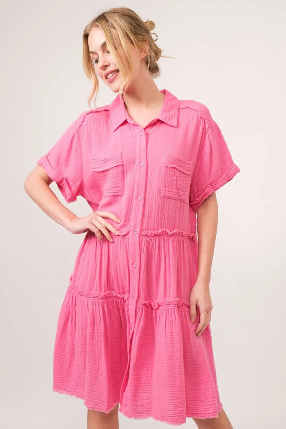 Shoes Trendsi Tiered Shirt Dress Women's Casual Day Dress Flowy & Comfy
