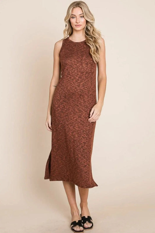 Vestido midi sin mangas elegante con abertura de Trendsi para un estilo sin esfuerzo