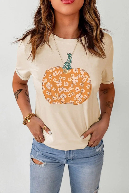 Camisetas Trendsi Camiseta gráfica estampada de calabaza para mujer Moda de otoño