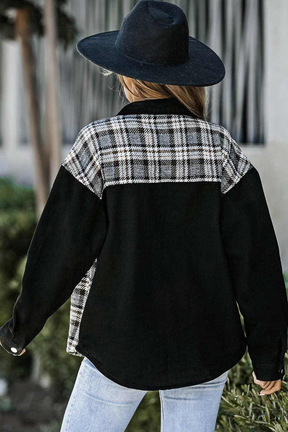 Trendsi Chaqueta vaquera de hombre con bolsillo de cuadros - Informal