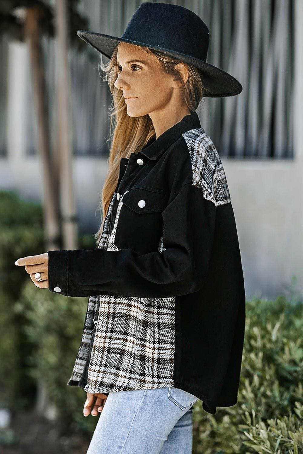 Trendsi Chaqueta vaquera de hombre con bolsillo de cuadros - Informal