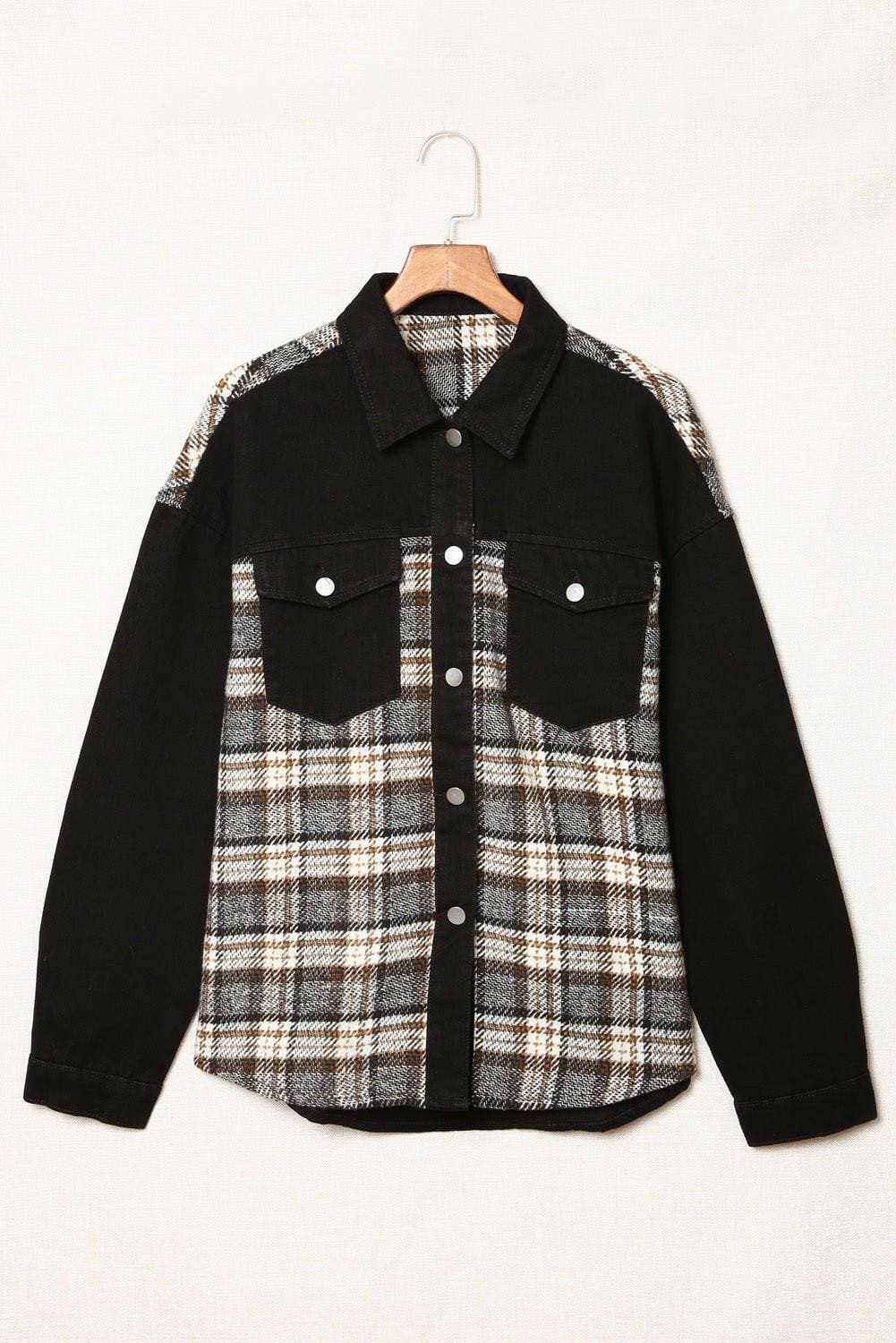 Trendsi Chaqueta vaquera de hombre con bolsillo de cuadros - Informal