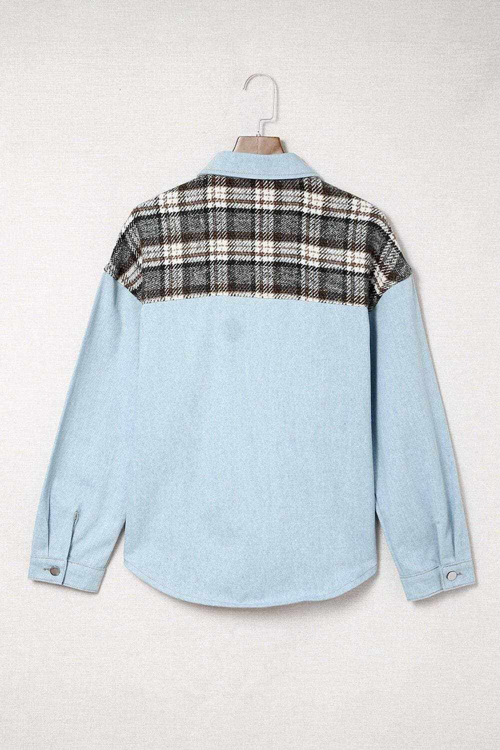 Trendsi Chaqueta vaquera de hombre con bolsillo de cuadros - Informal