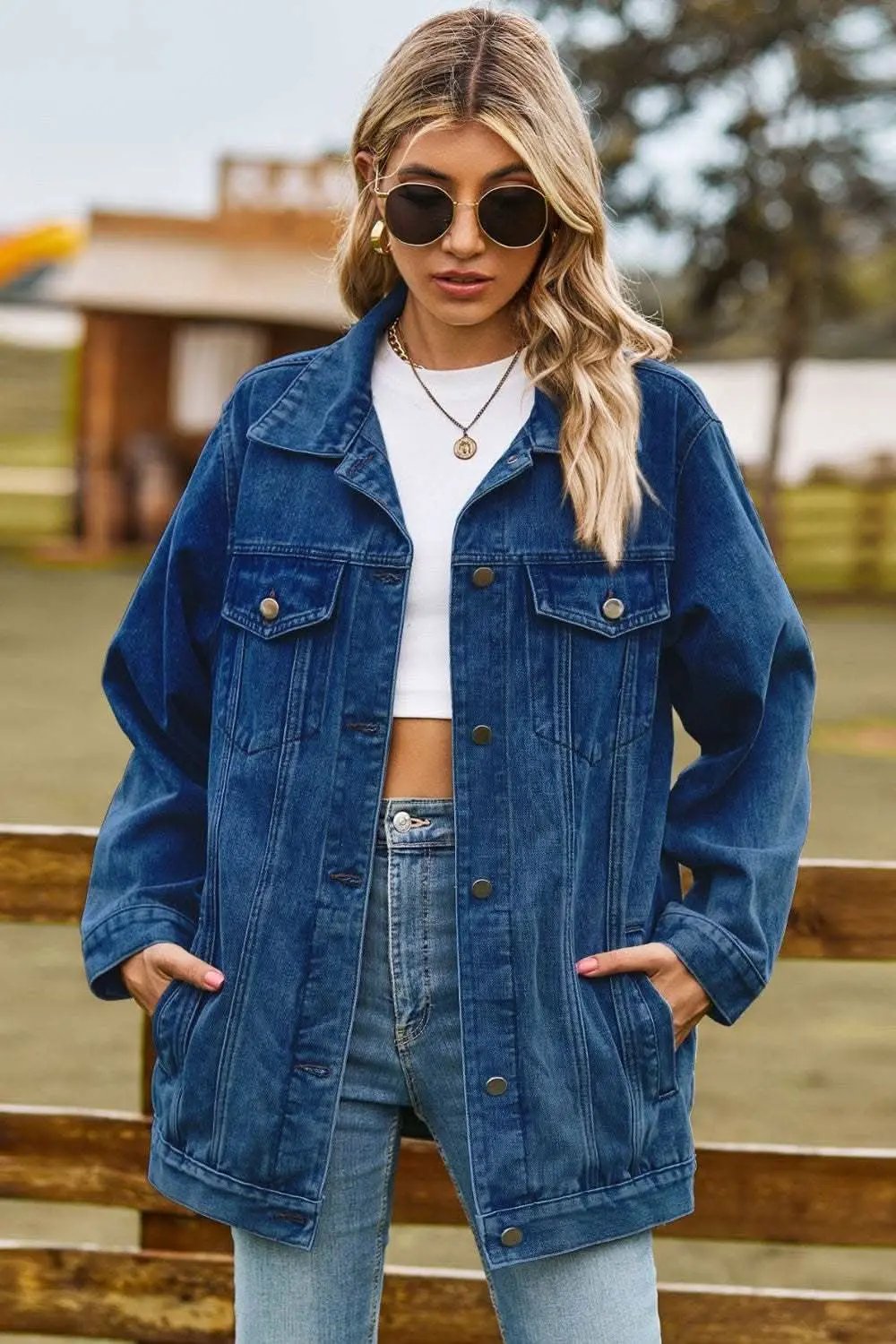 Pants Trendsi Jeans & Denim Chic denim jacket with pockets