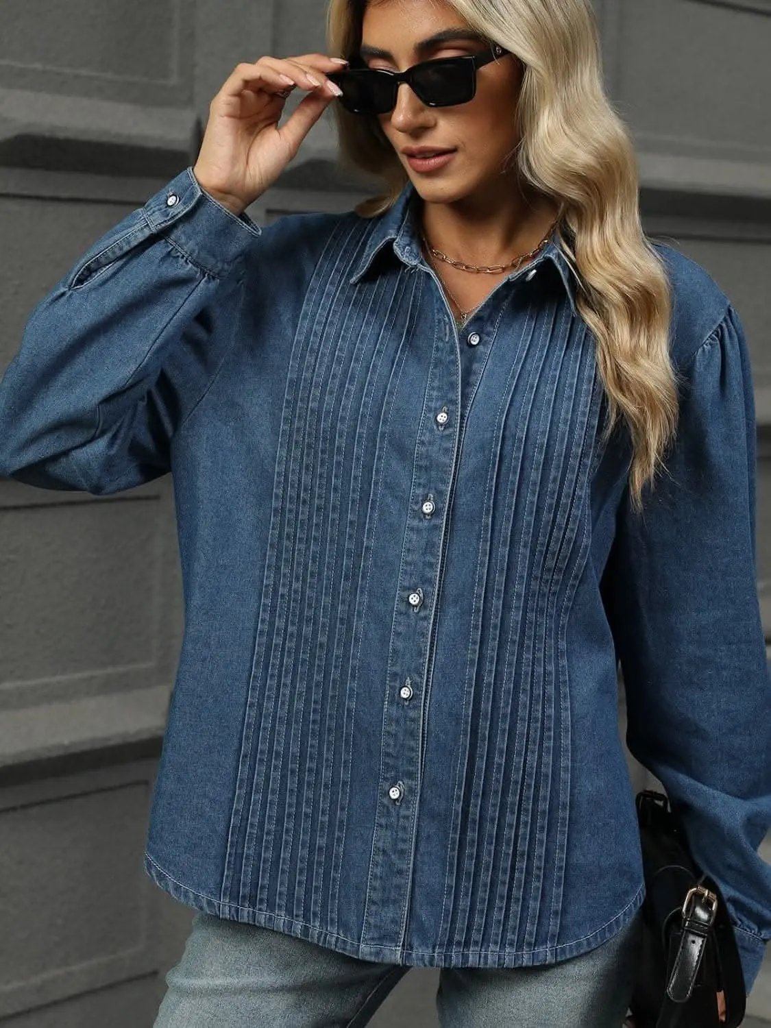 Jeans & Denim Trendsi Premium Classic denim button-down shirt