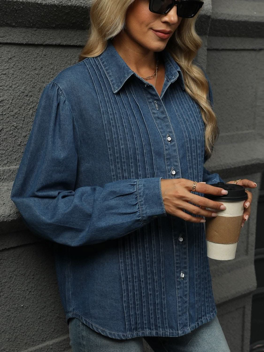 Jeans & Denim Trendsi Premium Classic denim button-down shirt