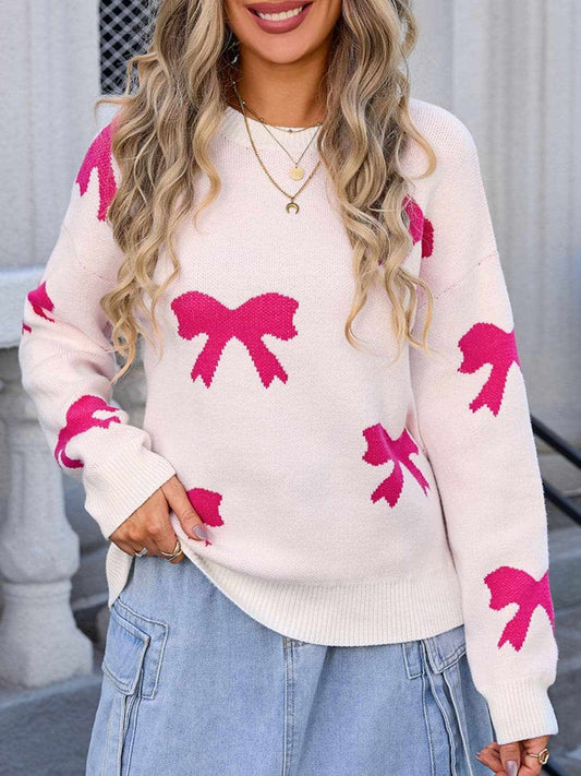 Sweaters Trendsi Suéter de punto acogedor con lazo en el cuello