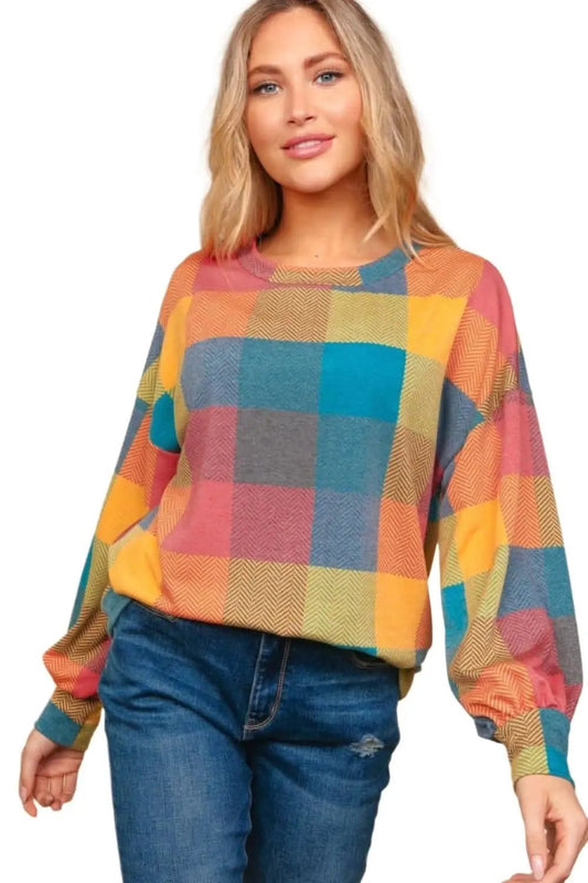 Sweaters Tendencias Suéter a cuadros para mujer, Top de punto para otoño: Acogedor y elegante