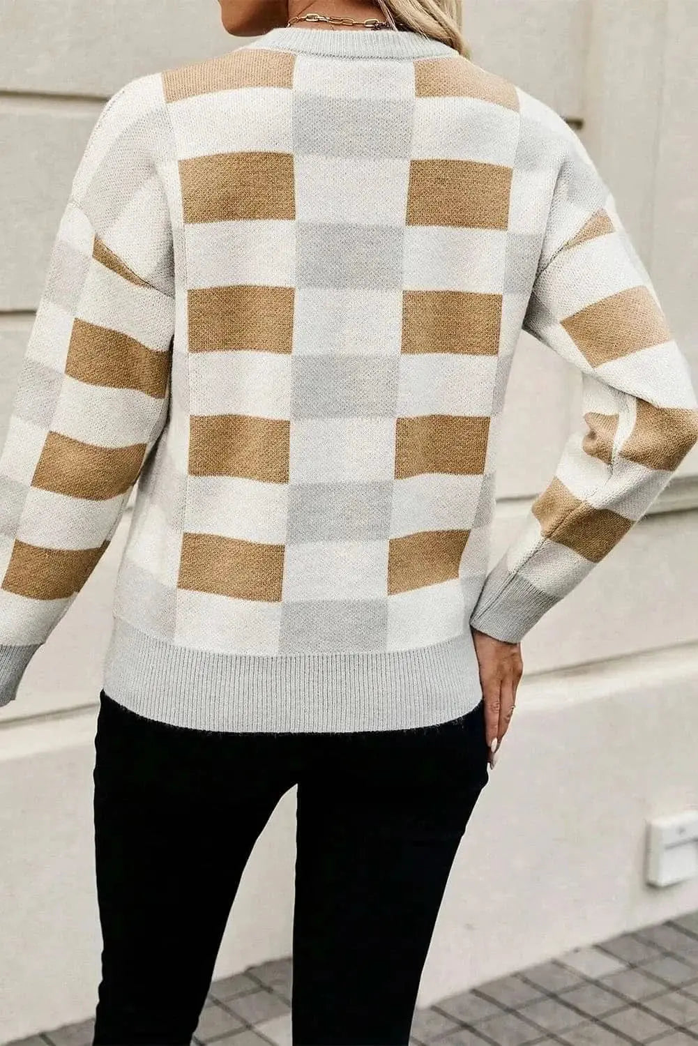 Sweaters Trendsi Color block knit sweater - round neck