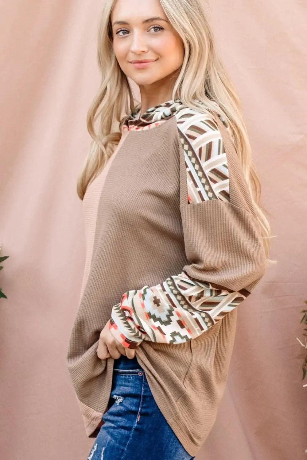 Trendsi Waffle Knit Hoodie Women's Loungewear Comfy Casual Top