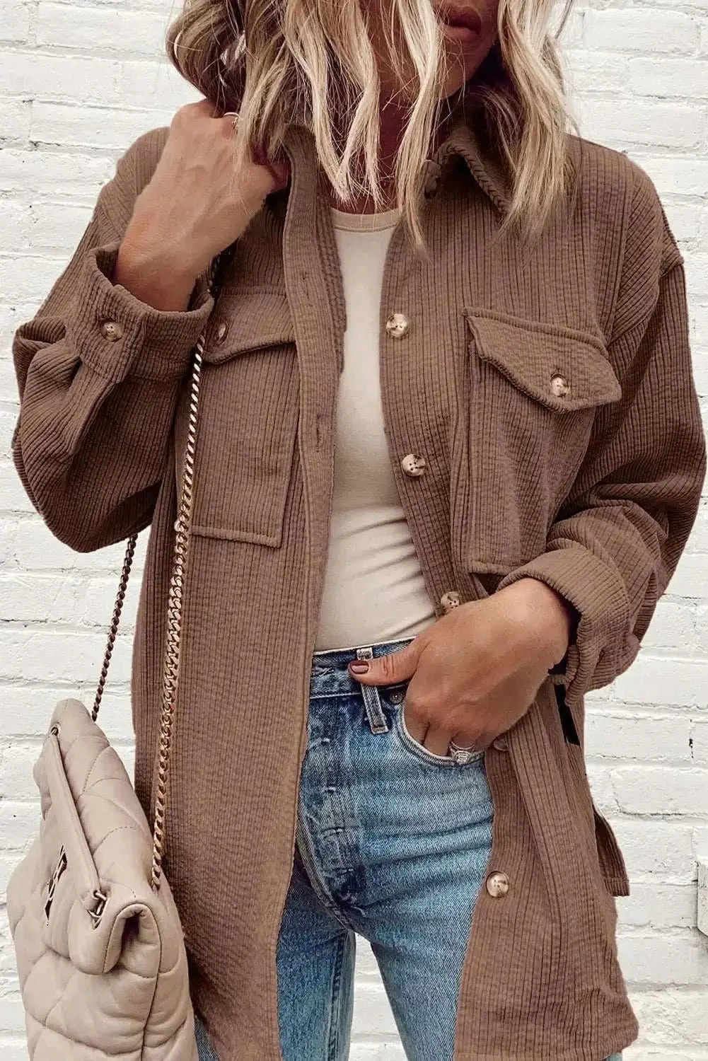 Shirts Trendsi Cozy button-up shacket with pockets