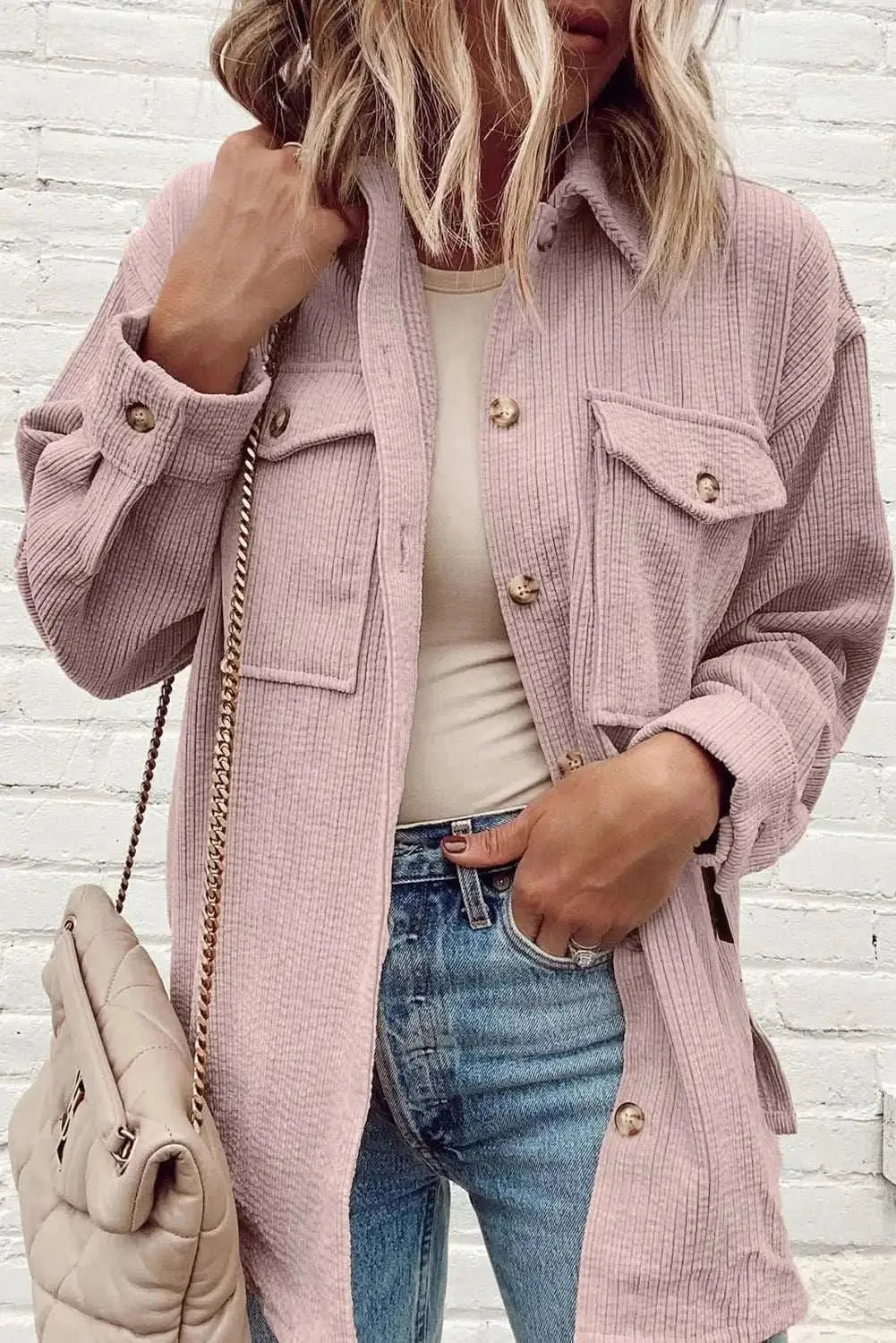 Shirts Trendsi Cozy button-up shacket with pockets