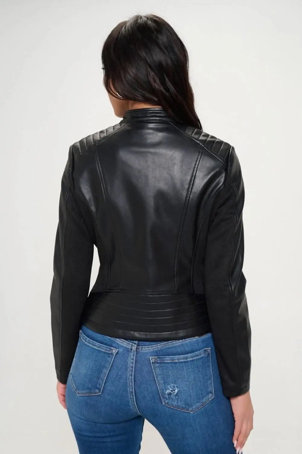 Jackets Trendsi Chic vegan leather zip-up moto jacket