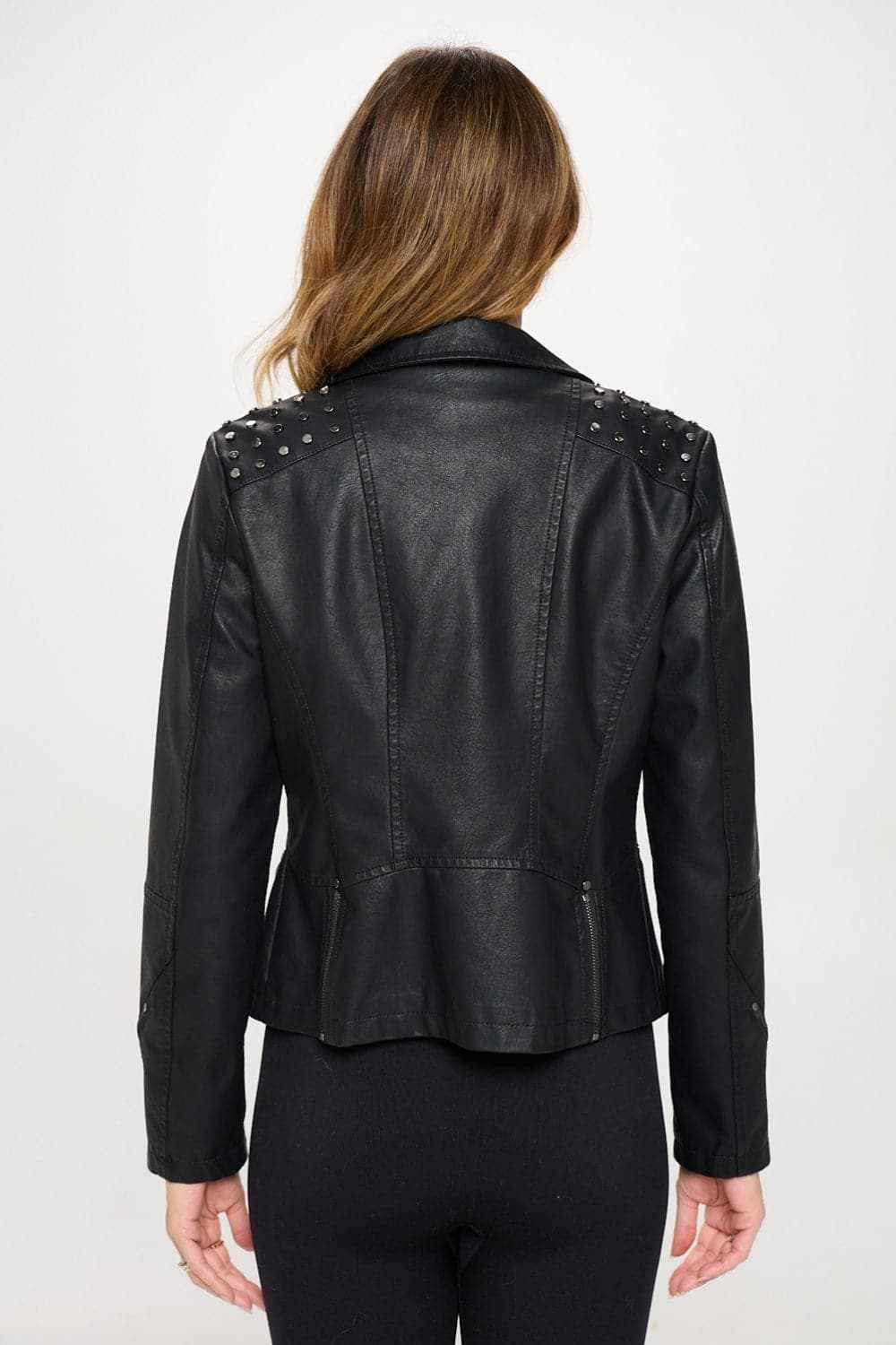 Trendsi Studded Faux Leather Jacket — Edgy Biker Style